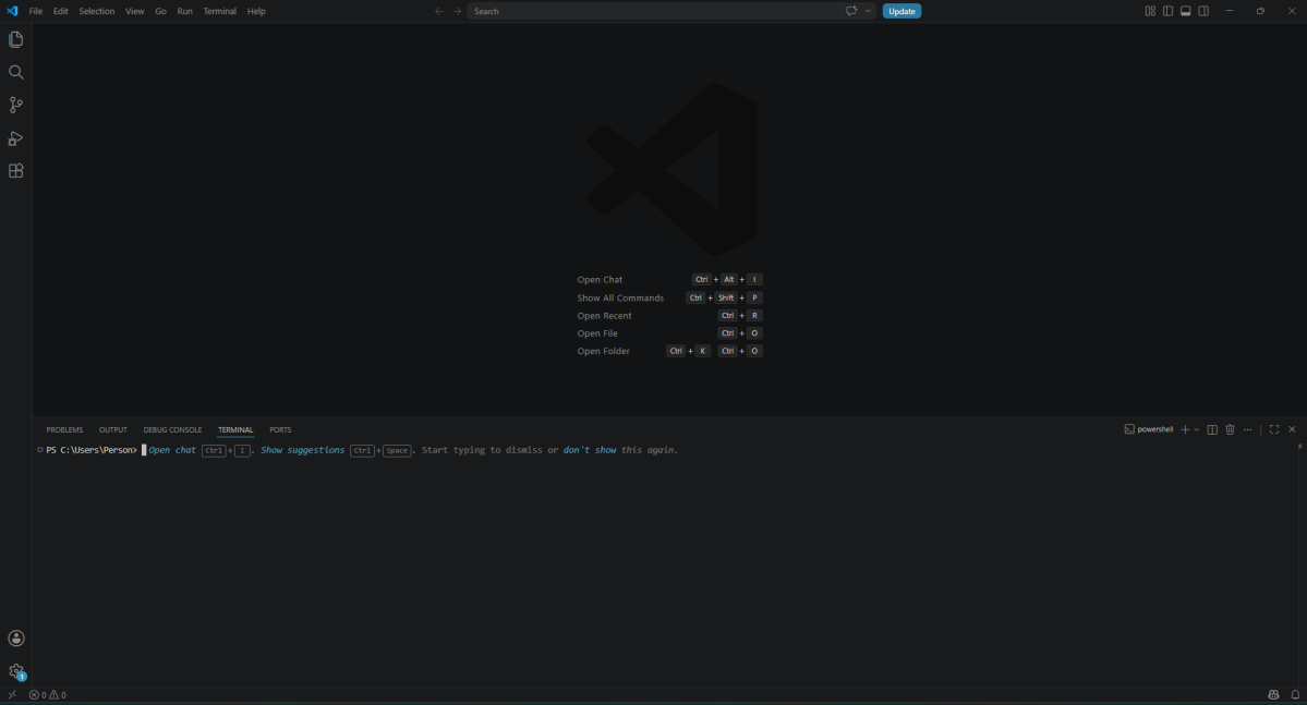 VS Code with integrated PowerShell terminal