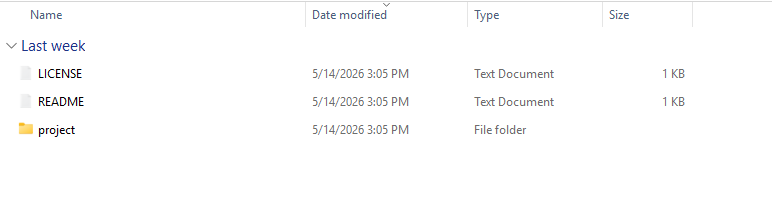 Extracted bundle folder containing LICENSE and project folder